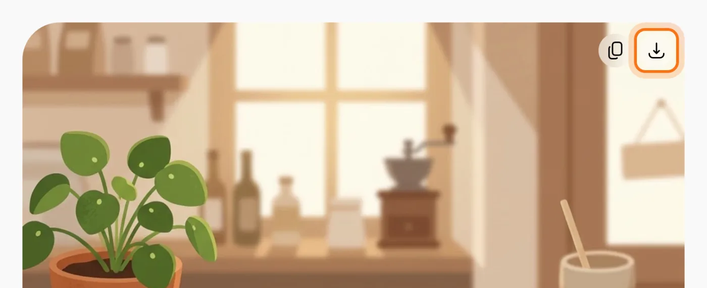 The download icon in the corner of Gemini's picture, marked.