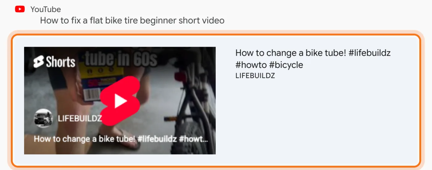 YouTube video cards in Gemini's answer, with the first video marked: its picture, its title and its channel.